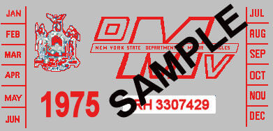 Modal Additional Images for 1975 New York REGISTRATION Sticker